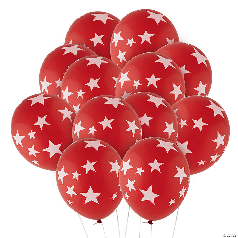 Red with White Stars 11" Latex Balloons &#8211; 24 Pc. Image