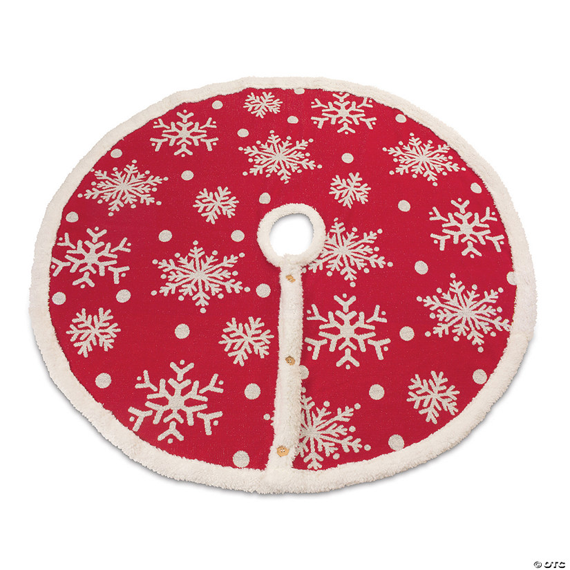 Red Woven Snowflake Tree Skirt 48"D Cotton Image