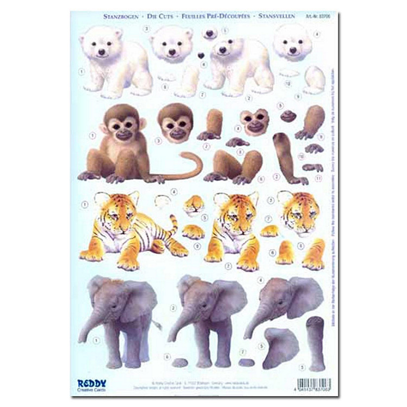 Reddy Creative Cards DieCut 3D Card Toppers  Baby Animals Image