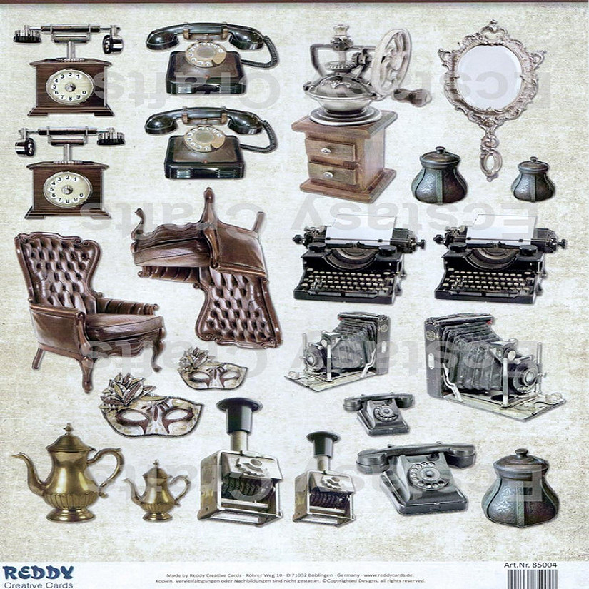 Reddy Creative Cards Pre Cut Sheets  Telephone Chair Camera Image