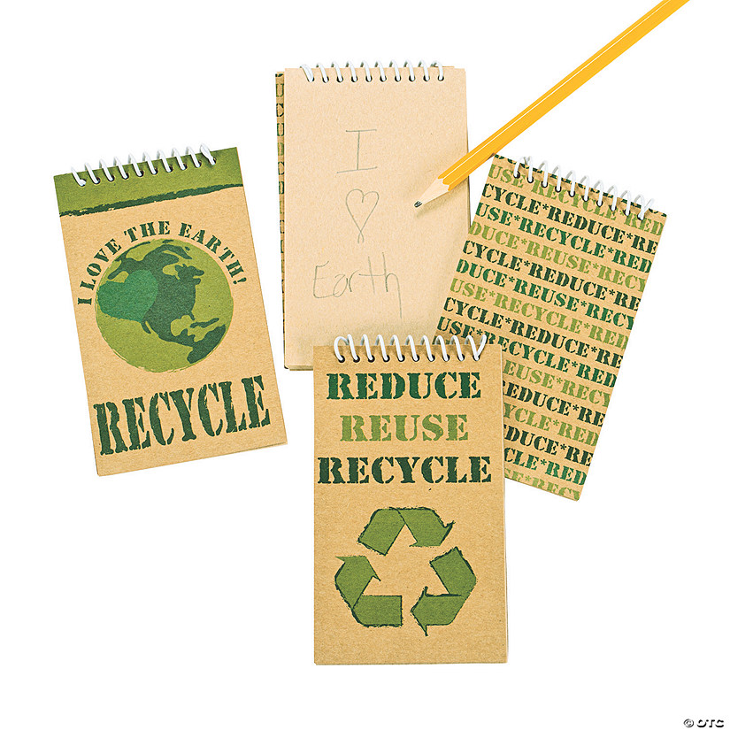 Reduce/Reuse/Recycle Kraft Paper Spiral Notebooks - 12 Pc. Image