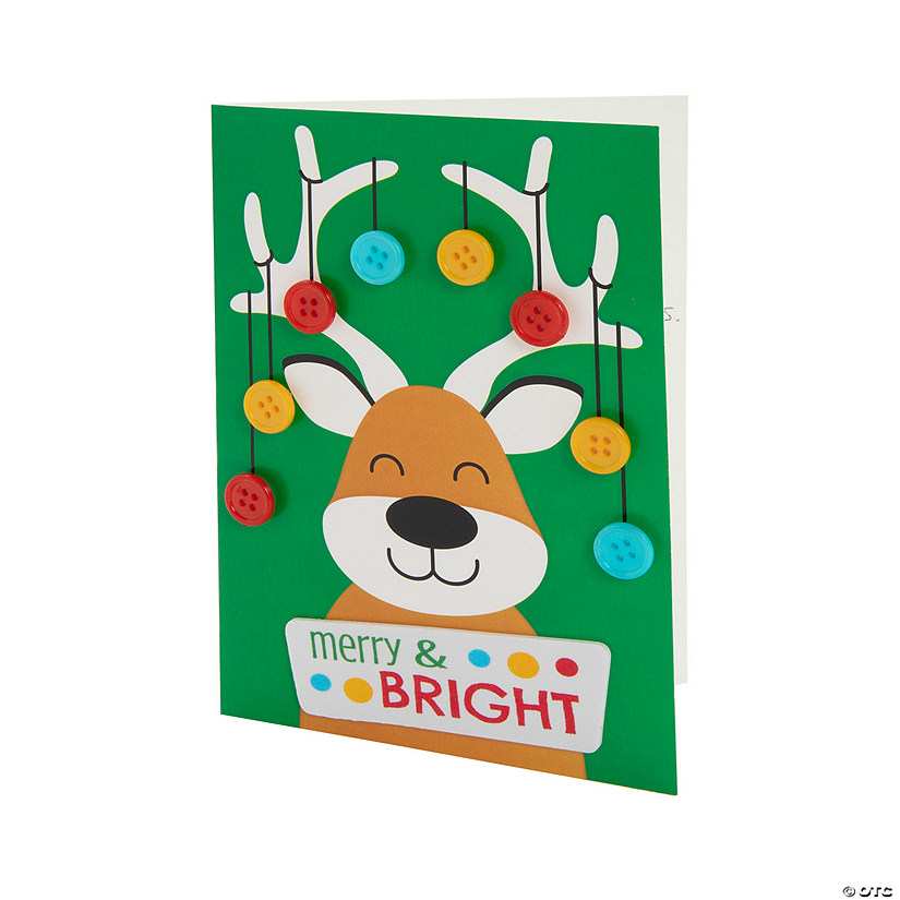 Reindeer Button Christmas Card Craft Kit - Makes 12 Image