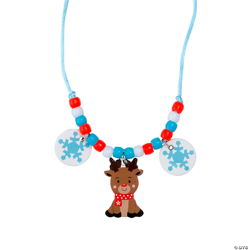 Reindeer Charm Beaded Necklace Craft Kit - Makes 12 Image