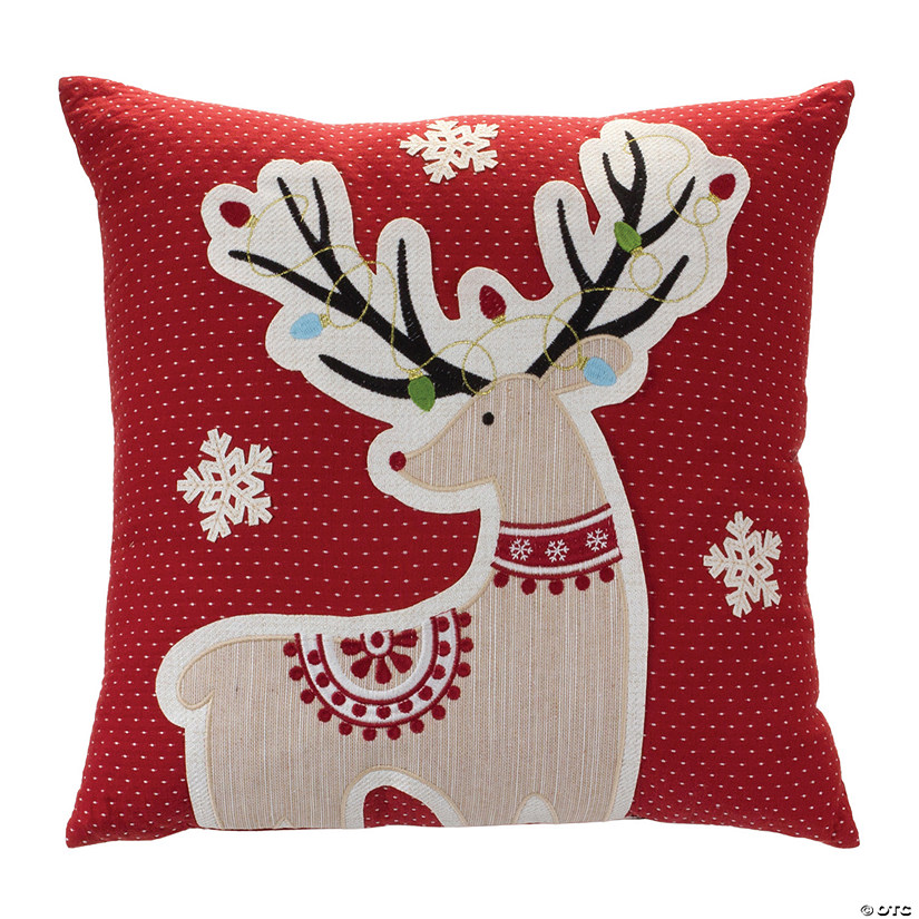 Reindeer Throw Pillow 16"Sq Polyester Image