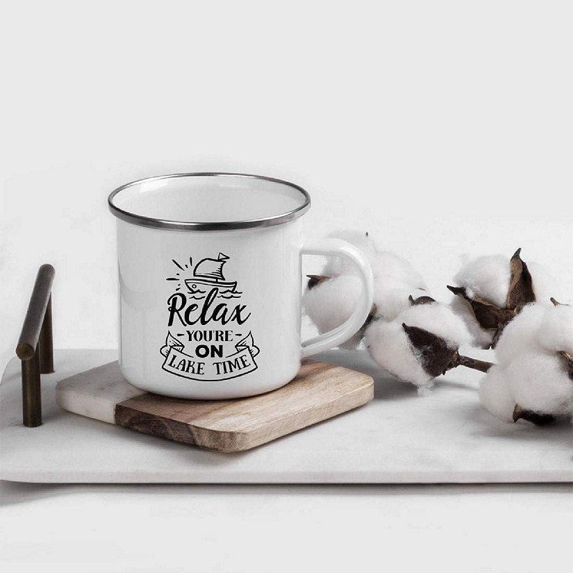 Relax Lake Time Metal Camping Mug Image