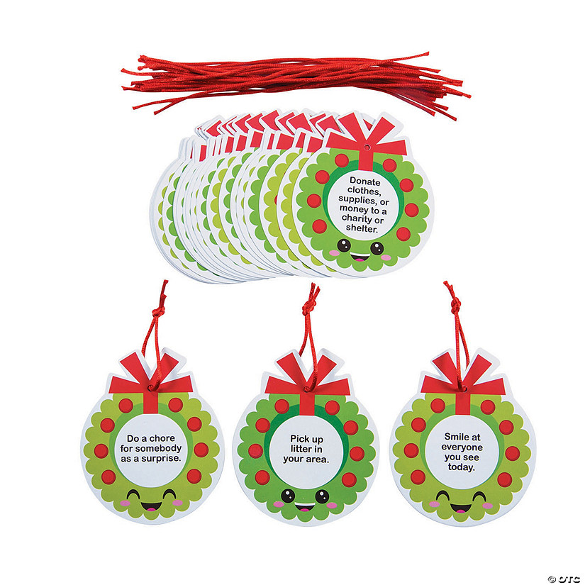 Religious Acts of Kindness Laminated Cardstock Christmas Ornaments - 24 Pc. Image