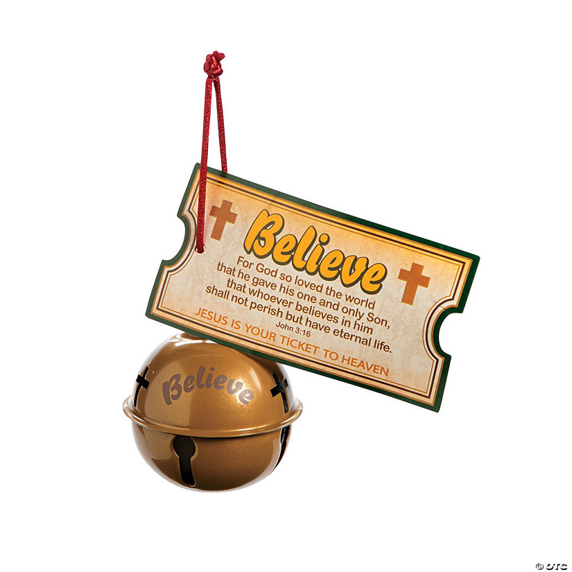 Religious Believe Christmas Bell Ornaments with Card - 12 Pc. Image