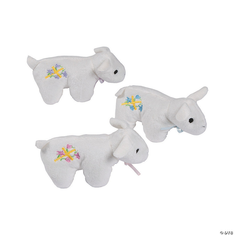 Religious Embroidered Stuffed Lambs of God - 12 Pc. Image