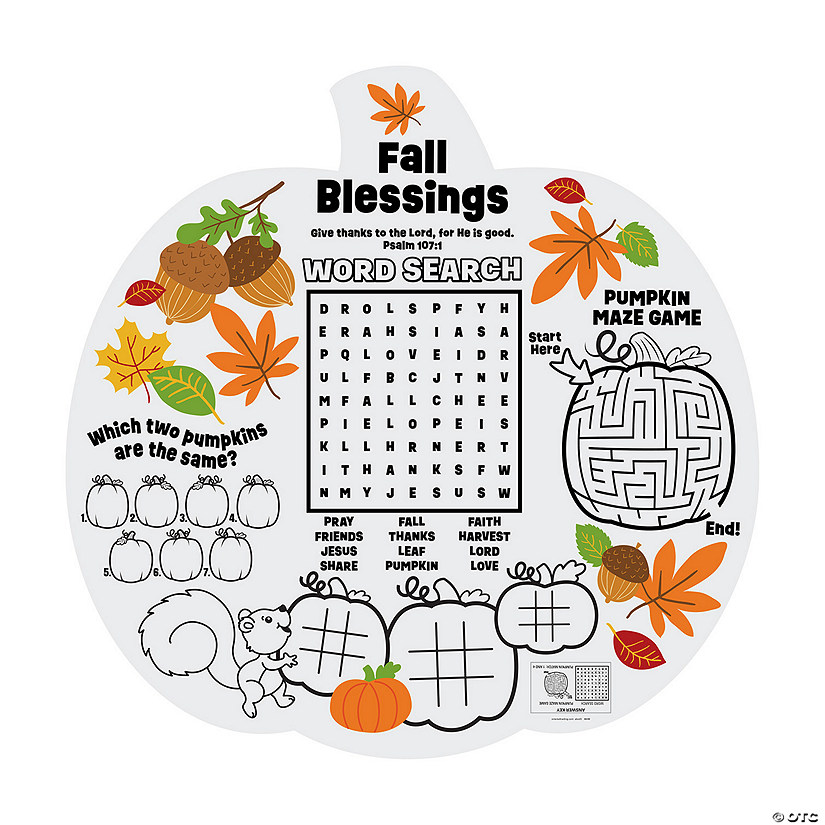 Religious Fall Activity Placemats &#8211; 12 Pc. Image