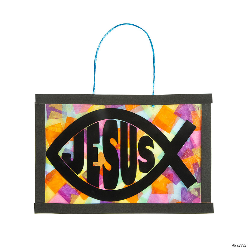 Religious Fish Tissue Paper Sign Craft Kit Makes 12 Oriental Trading