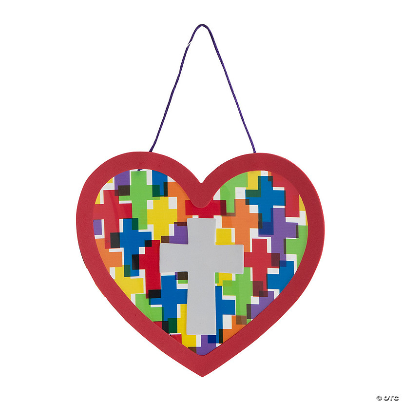 Religious Heart with Crosses Sign Craft Kit &#8211; Makes 12 Image