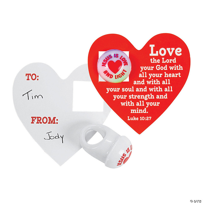 Religious Light-Up Rings with Valentine's Day Card for 12 Image