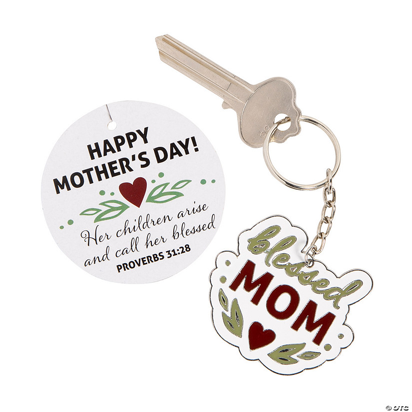 Religious Mother&#8217;s Day Blessed Mom Keychains with Card - 12 Pc. Image