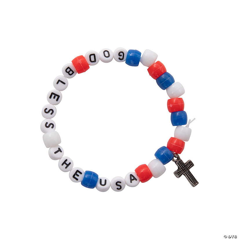 Religious Patriotic Beaded Bracelet Craft Kit - Makes 12 Image