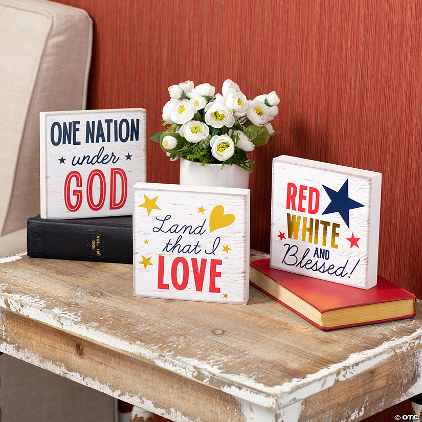 Religious Patriotic Tabletop Signs &#8211; 3 Pc. Image