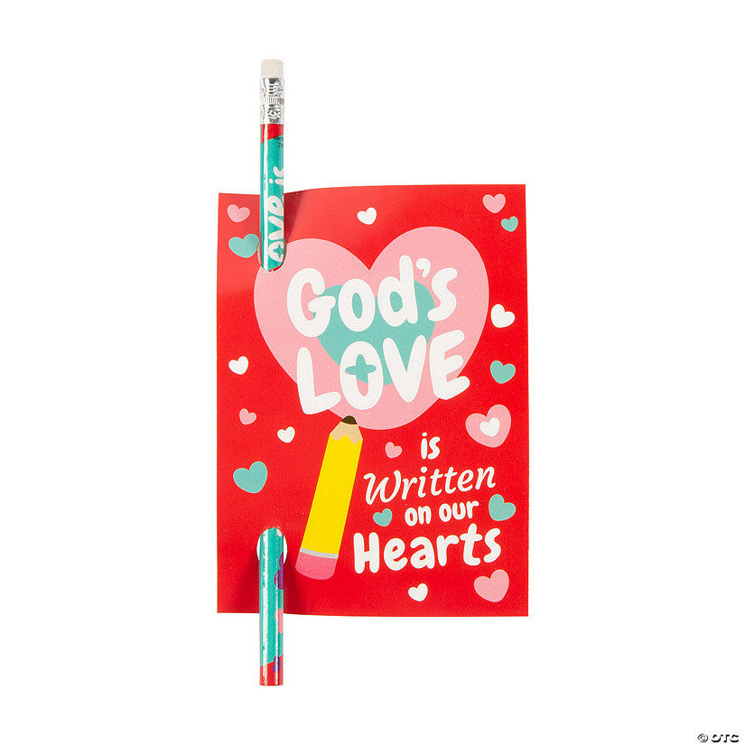 Religious Pencils with Valentine's Day Card - 24 Pc. Image