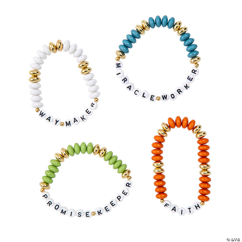 Religious Phrases Beaded Bracelets - 24 Pc. Image