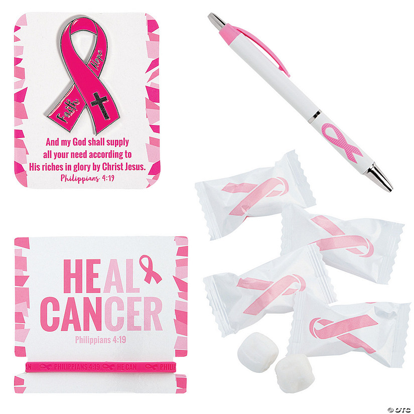 Religious Pink Ribbon Handout Assortment Kit - 180 Pc. Image