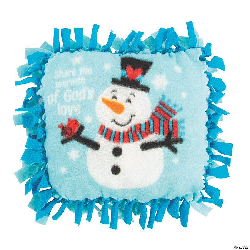 Religious Snowman Fleece Tied Pillow Craft Kit - Makes 6 Image