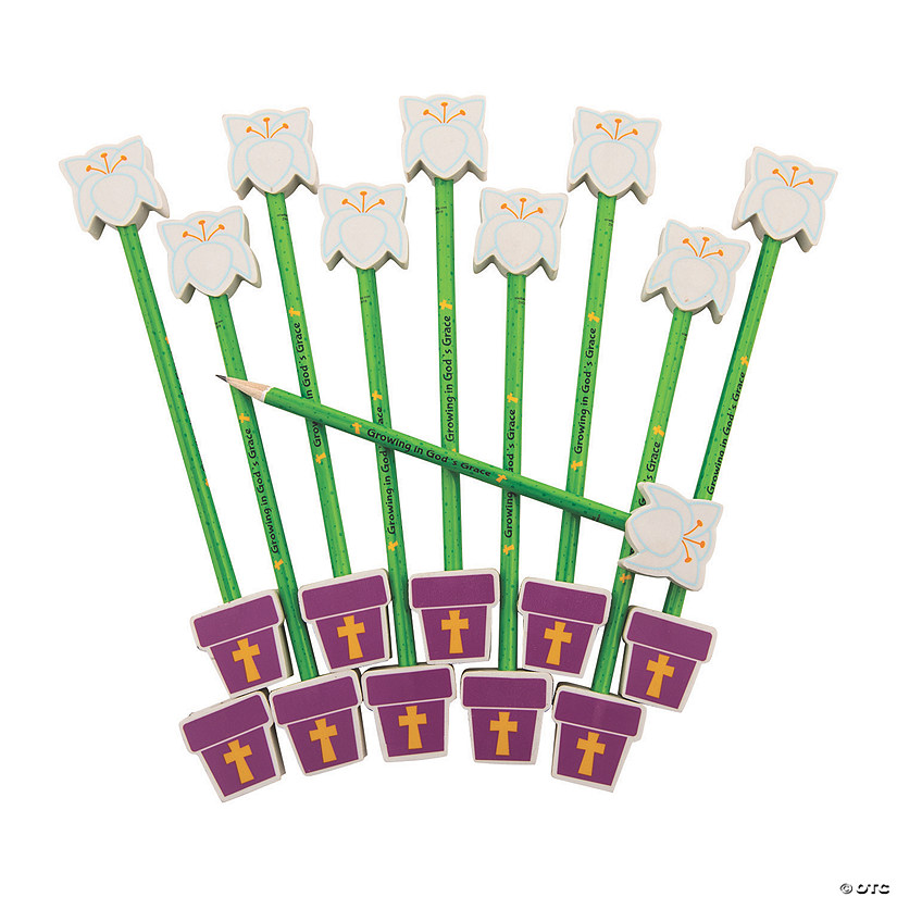 Religious Spring Pencils with Erasers - 12 Pc. Image