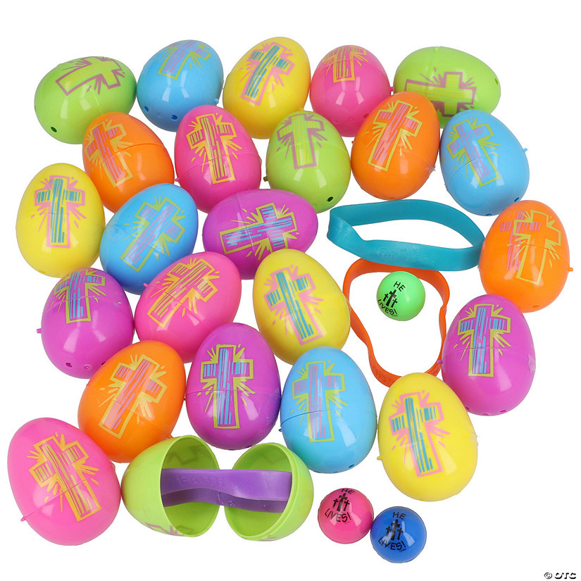 Religious ToyFilled Bright Plastic Easter Eggs 24 Pc. Oriental Trading