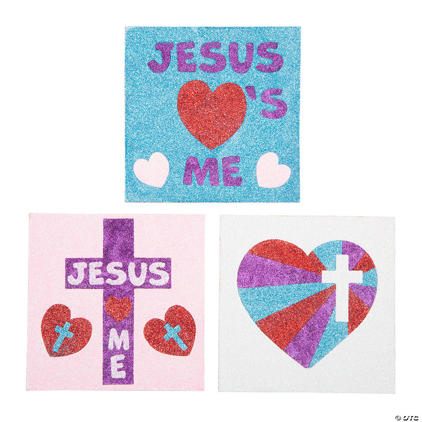 Religious Valentine Glitter Art Pictures - Makes 12 Image
