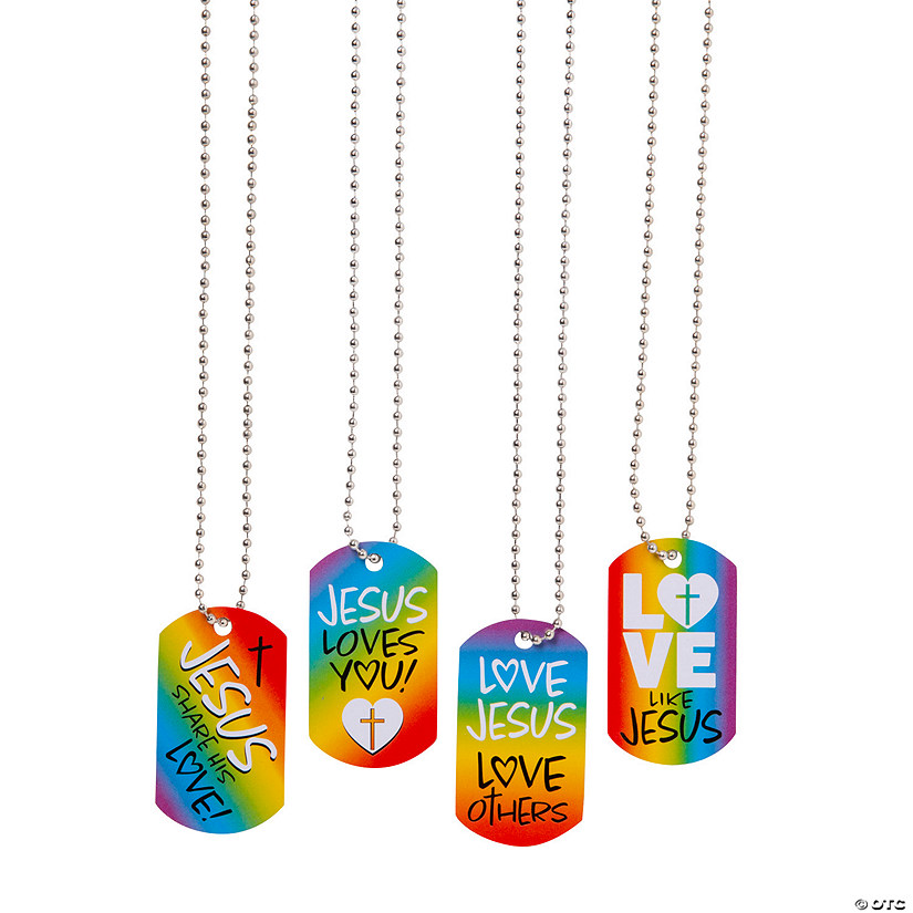 Religious Valentine&#8217;s Day Dog Tag Necklaces - 12 Pc. Image