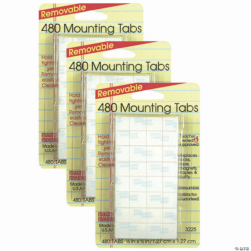 Removable Tabs, 0.5" x 0.5", 480 Per Pack, 3 Packs Image