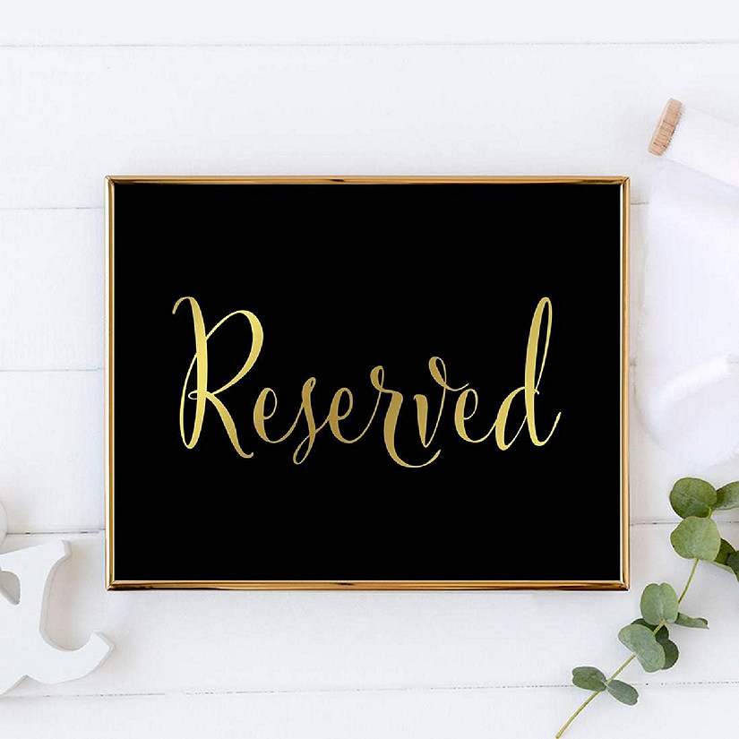 Reserved Sign Black Gold 8.5x11 Image
