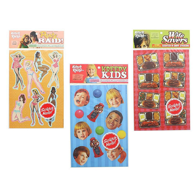 Retro Funny Scratch-N-Sniff Stickers Set of 3 Image