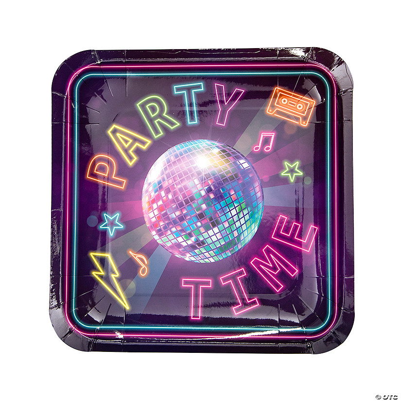 Retro Vibes Party Time Paper Dinner Plates - 8 Ct. Image