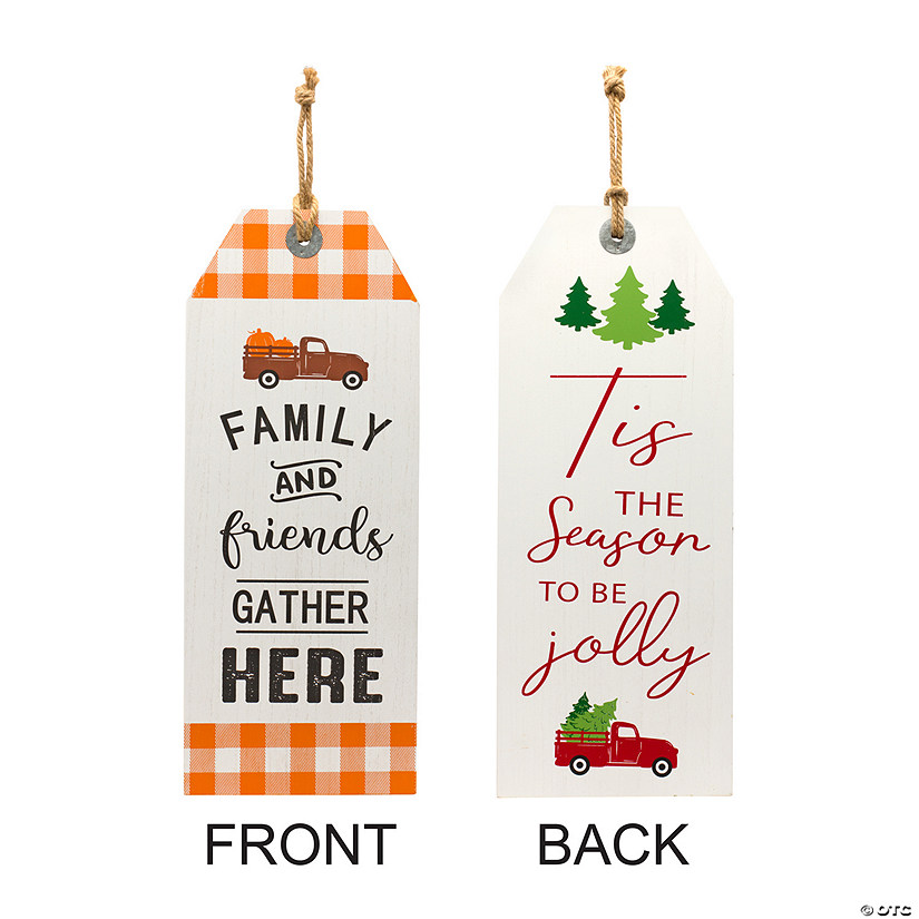 Reversible Fall Friends and Jolly Holiday Tag 23.5"H Image