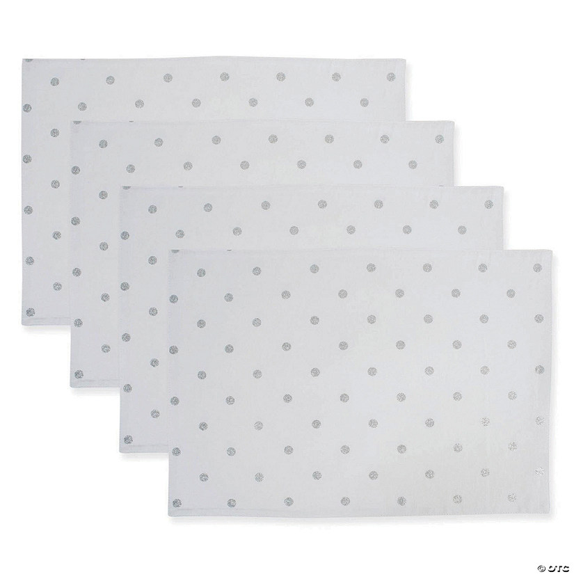 Reversible Polka Dot Placemat(Set Of 4) Metallic Silver/White Image