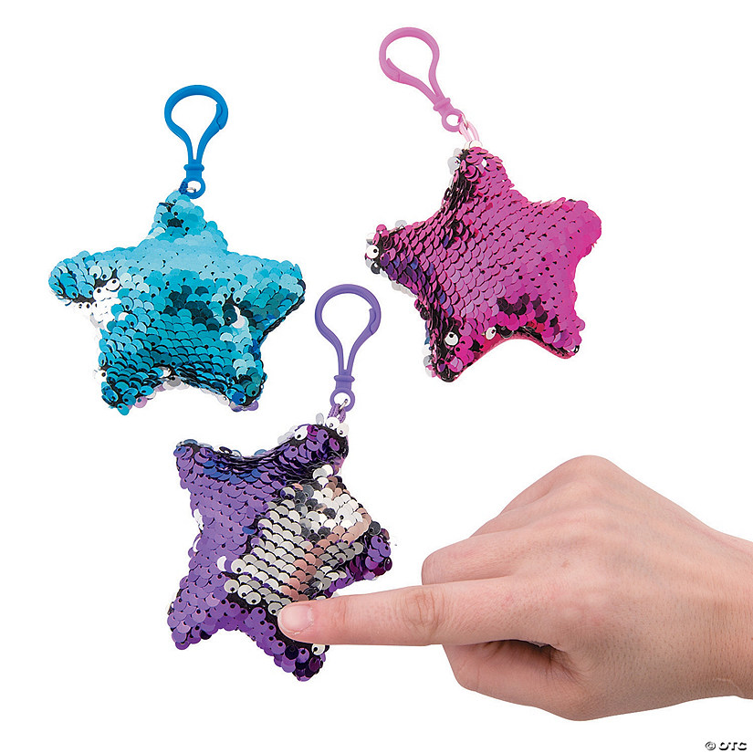 Reversible Sequin Star Keychains - 12 Pc. Image