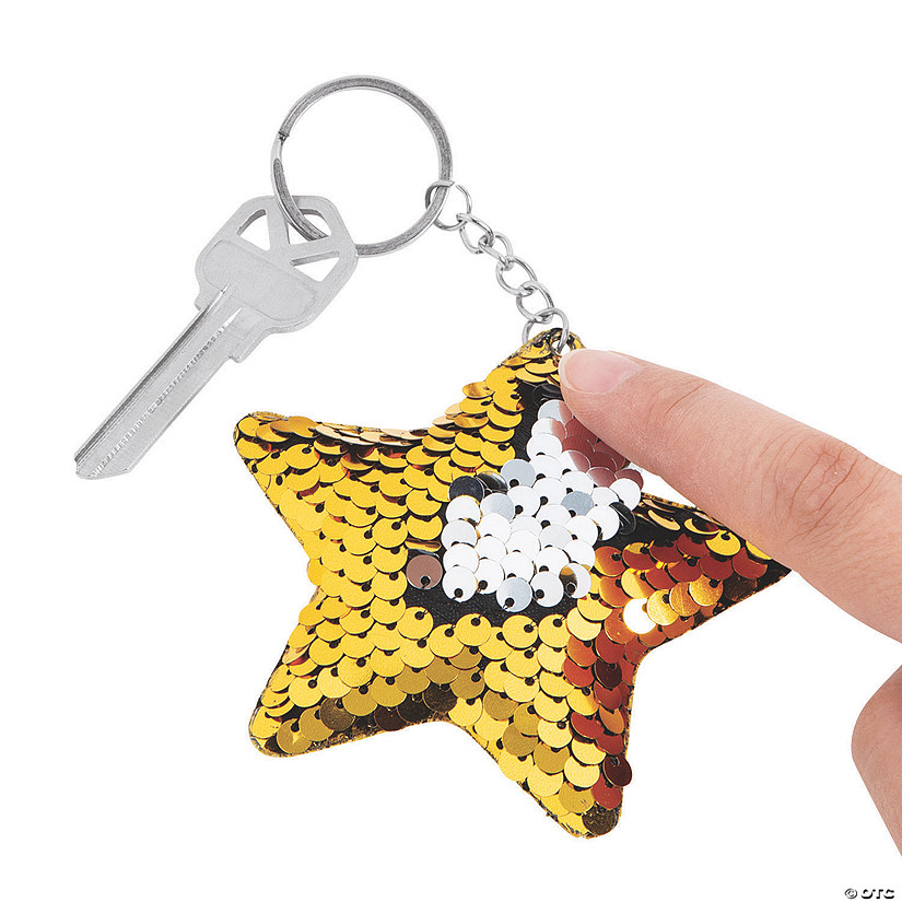 Reversible Sequin Star Student Keychains - 12 Pc. Image