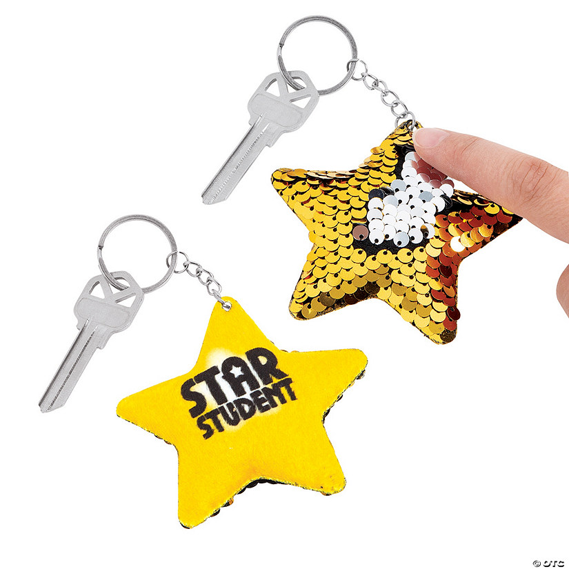 Reversible Sequin Star Student Keychains Oriental Trading