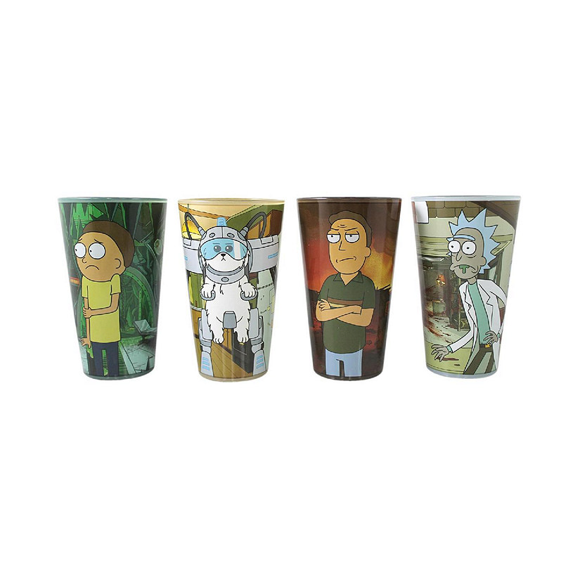 Rick and Morty 16 Ounce Pint Glass Set of 4  Rick  Morty  Jerry  Snuffles Image