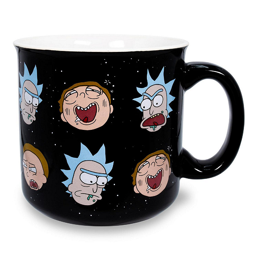 Rick and Morty Heads Allover Print Ceramic Camper Mug  Holds 20 Ounces Image