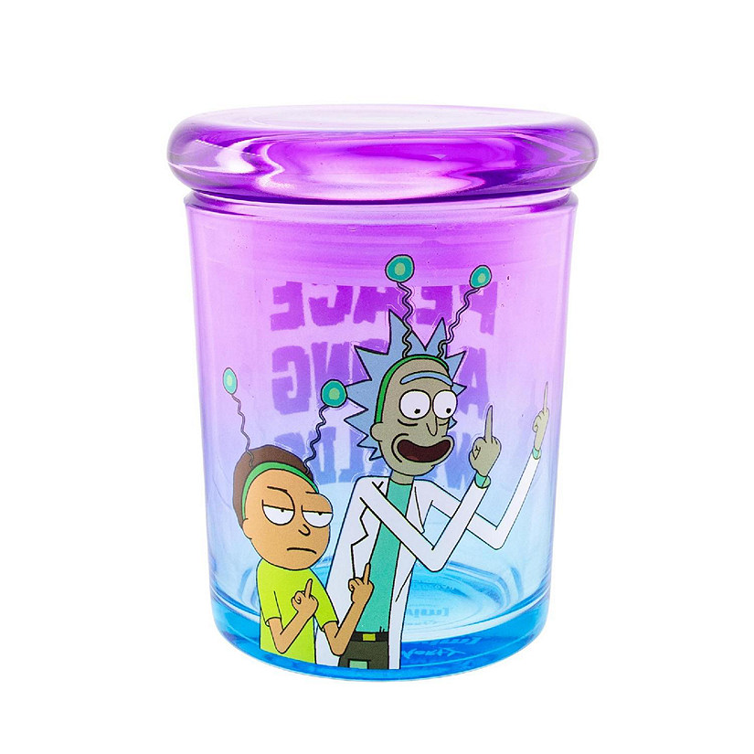 Rick and Morty Peace Among Worlds 6 Ounce Glass Jar with Lid Image