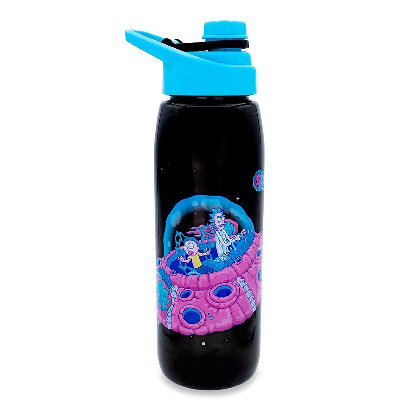 Rick and Morty Plastic Water Bottle With Screw-Top Lid  Holds 28 Ounces Image