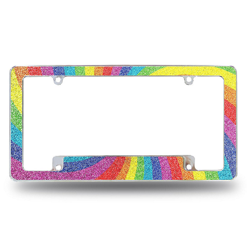 Rico Industries Gradient - Rainbow Spiral All Over Automotive License Plate Frame for Car/Truck/SUV (12" x 6") Image
