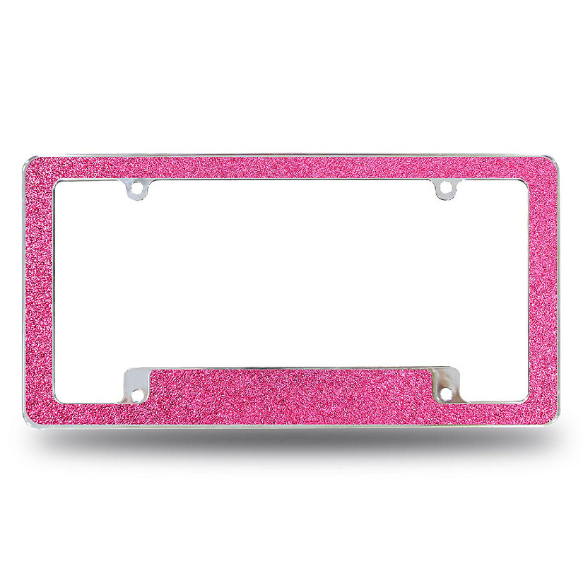 Rico Industries Hot Pink Glitter All Over Automotive License Plate Frame for Car/Truck/SUV (12" x 6") Image