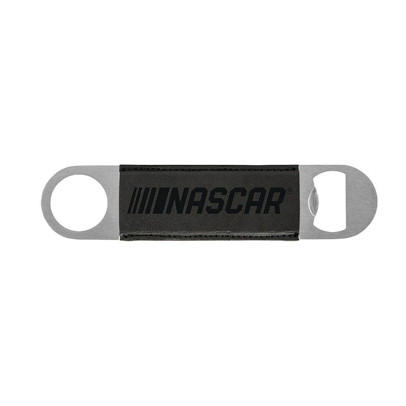 Rico Industries NASCAR Racing Logo Brown Faux Leather Laser Engraved Bar Blade - Great Beverage Accessory for Game Day Image