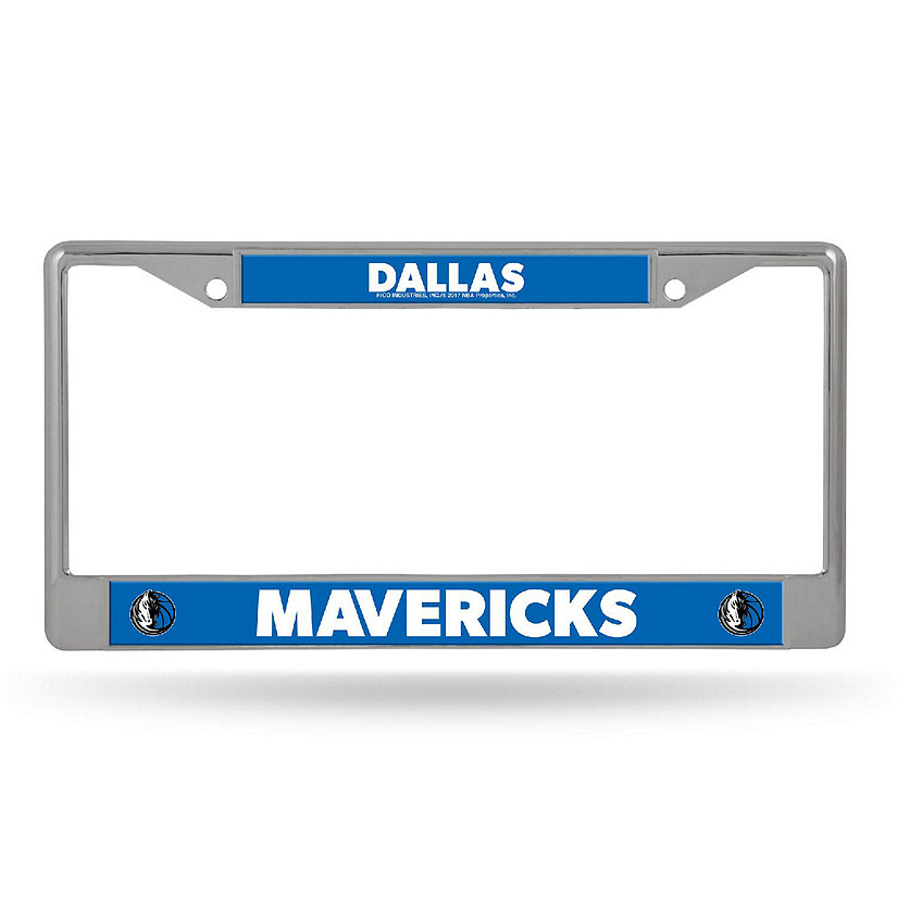 Rico Industries NBA Basketball Dallas Mavericks  12" x 6" Chrome Frame With Decal Inserts - Car/Truck/SUV Automobile Accessory Image
