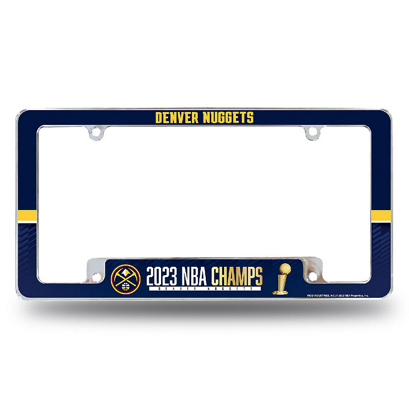 Rico Industries NBA Basketball Denver Nuggets 2023 NBA Champions 12" x 6" Chrome All Over Automotive License Plate Frame for Car/Truck/SUV Image