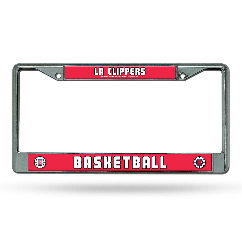 Rico Industries NBA Basketball Los Angeles Clippers  12" x 6" Chrome Frame With Decal Inserts - Car/Truck/SUV Automobile Accessory Image