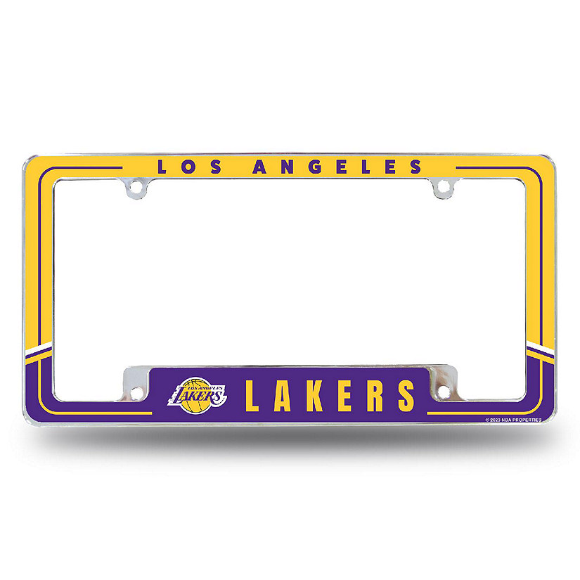 Rico Industries NBA Basketball Los Angeles Lakers Two-Tone 12" x 6" Chrome All Over Automotive License Plate Frame for Car/Truck/SUV Image