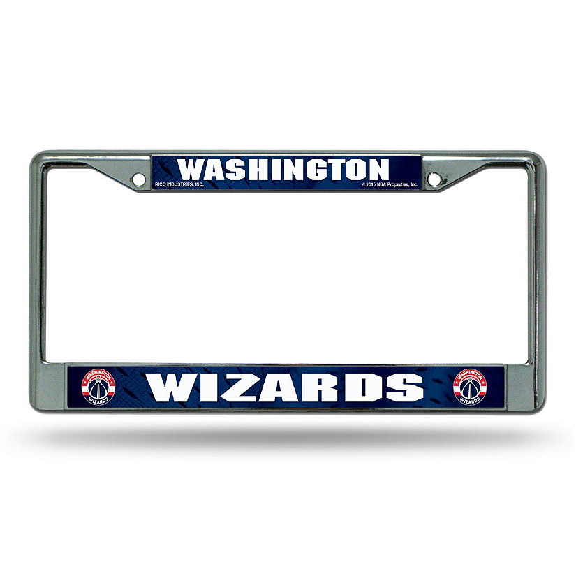 Rico Industries NBA Basketball Washington Wizards  12" x 6" Chrome Frame With Decal Inserts - Car/Truck/SUV Automobile Accessory Image