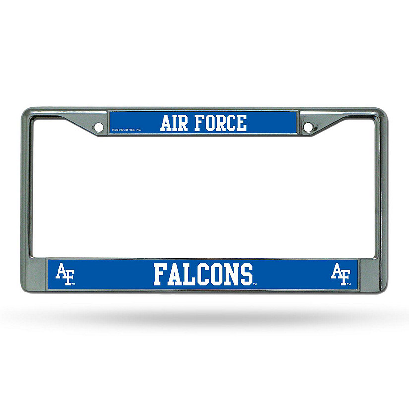 Rico Industries NCAA  Air Force Academy Falcons - AF Standard 12" x 6" Chrome Frame With Decal Inserts - Car/Truck/SUV Automobile Accessory Image