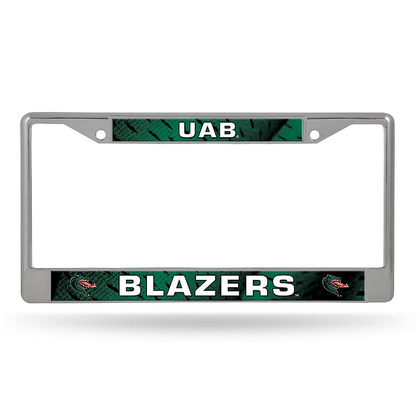 Rico Industries NCAA  Alabama-Birmingham Blazers - UAB Standard 12" x 6" Chrome Frame With Decal Inserts - Car/Truck/SUV Automobile Accessory Image